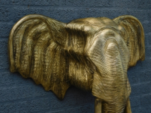 Elefantenkopf-Wandornament XXL - 105 cm - Gold/Schwarz - Polystone
