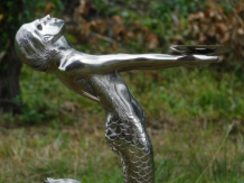 Meerjungfrau als Halter, z.B. als Kerzenständer, Aluminium mit Nickel/Chrom-Optik